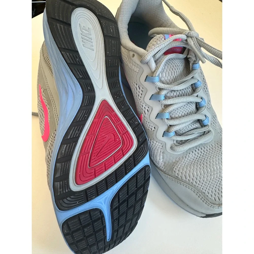 Nike Dual Fusion Run 3 Womens Running Shoes Grey Pink Blue 653594-002 Size 8